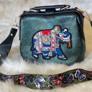 Crossbody Embroidered Elephant Purse Bag